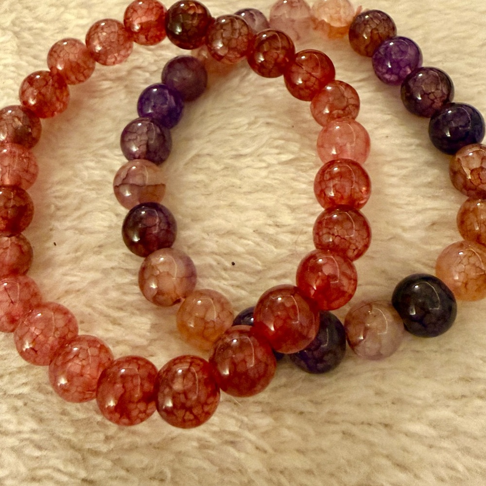 Vibrant Beaded Bracelet Set - Pink and Purple - Picture 5 of 6